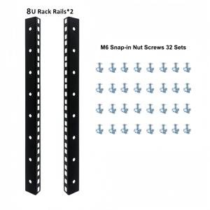 8U 캐비닛 컬럼 키트 19인치 표준 랙 레일에는 M6 카드형 너트 나사 32세트가 포함되어 있습니다. DIY 서버/오디오 앰프 랙
