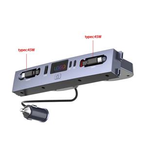 멀티포트 차량용 충전기 허브, 듀얼 45W 타입-C 고속 충전 접이식 케이블 전원 어댑터, 테슬라 모델 3 Y용, 차량용