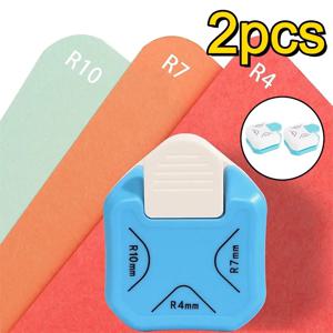 2개/1세트, 3-in-1 모서리 라운딩 펀치, 스크랩북 제작용, DIY 모서리 커터, R4/R7/R10mm 원형 펀치, 사무용품