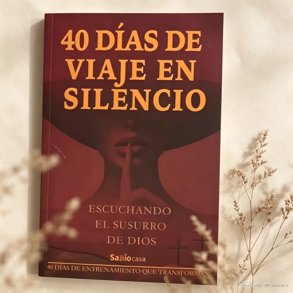 영적인 성찰을 추구하는 독자를 위한 스페인어 페이퍼백, 『40일간의 침묵 여행』, 기도와 내면의 성찰을 위한 영적 책.