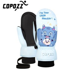 COPOZZ 어린이 스키 장갑 3M Thinsulate 겨울 따뜻한 손가락 장갑 유지 귀여운 만화 방수 초경량 스노우 보드 장갑