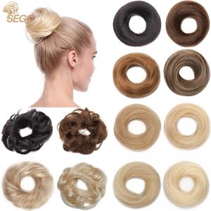 SEGO 지저분한 롤빵 머리 조각 진짜 인간의 머리카락 Scrunchie 우아한 Chignon Hairpieces 인스턴트 포니 테일 Updos Scrunchy For Women