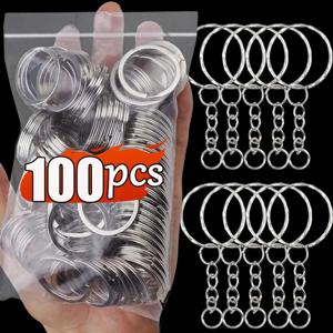 50/100Pcs 실버 도금 빈 열쇠 고리 키 체인 분할 반지 Keyfob 키 홀더 반지 여성 남성 DIY 열쇠 고리 열쇠 고리 액세서리