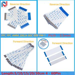 FFC FPC AWM 20624 80C 60V VW-1 플랫 플렉시블 케이블, 0.5mm, 4 5 6 8 10 12 14 16 18 20 24 26 30 32 34 36 38 40 45 50 54 60 핀, 10 개