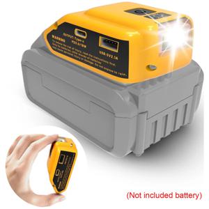 새로운 DCB090 전원 충전기 컨버터 배터리 어댑터 (디월트 18V 20V 리튬 배터리용) USB 및 C타입 12V LED 작업등 포함