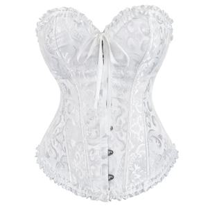 빅토리아 코르셋 플러스 사이즈 여성 섹시한 오버 버스트 Bustiers 탑 빈티지 플라워 프린트 란제리 Corselet 레이스 Korsett 화이트 블랙 블루