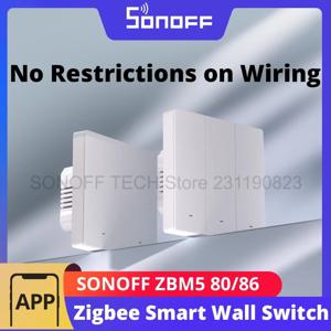 SONOFF ZBM5 80/86형 지그비 스마트 벽면 스위치, 분리형 릴레이 모드, 중성선 연결 유무에 관계없이 사용 가능, 1/2/3구형.