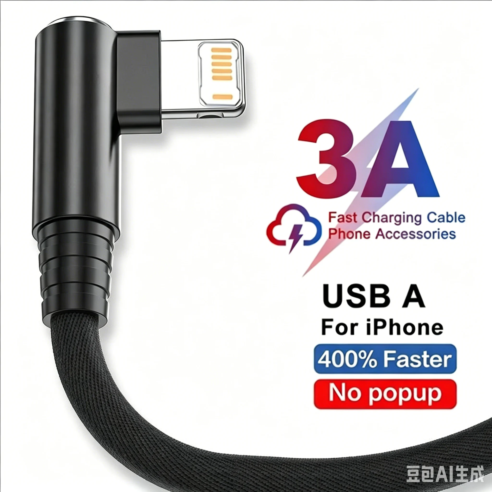 고속 충전 직각 USB 케이블 90도 엘보 게이밍 충전기 (아이폰 13, 14 Pro, 11, 12 Mini, XS Max, XR, X, 7, 8 Plus 호환)