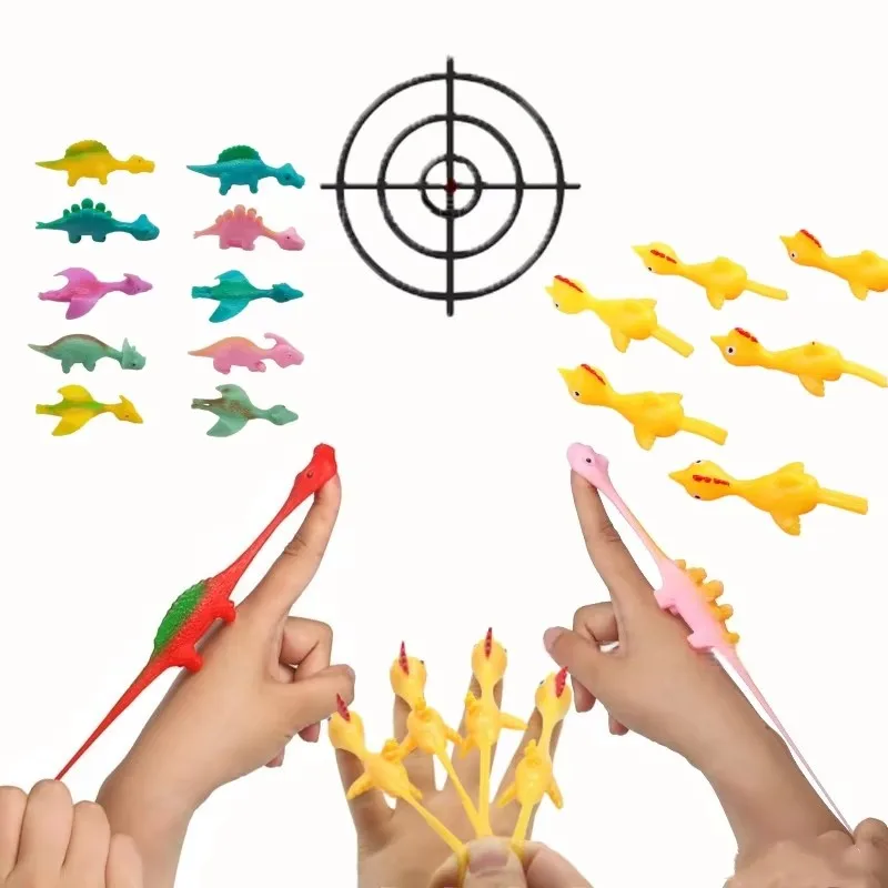 공룡 병아리 손가락 새총 퍼즐, 스트레스 해소 장난감, 부드러운 고무 새총, 손가락 끝 통풍, 스트레스 해소 장난감, 10개