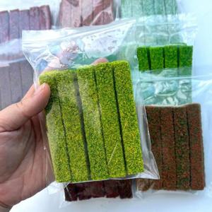 ⭐ 2개 10x1.5x1cm 관목 스트립 잔디 DIY 모래 테이블 미니어처 모델 실내외 건축 울타리 재료 디오라마용