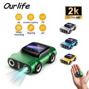 Ourlife 키체인 카메라 1.0인치 LCD 화면 미니 액션 카메라 레트로 스타일 메모리 지원 2K 초소형 캠코더 비디오 레코더
