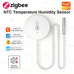Tuya Zigbee NTC 프로브 온도 습도 센서는 Z2M 스마트 라이프 허브용 수영장 욕조 냉장고 냉동고 액체 온도를 감지합니다.