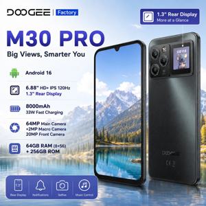 두지 M30 프로 스마트폰 안드로이드 16 6.88인치 HD+ 화면 1.3인치 후면 디스플레이 옥타코어 프로세서 64GB+256GB 저장공간 8000mAh 배터리 64MP 카메라 33W 고속 충전 NFC