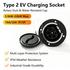 유형 2 EV 인렛 소켓, 16A-32A 1P 3상 IEC 62196-2 전기차용 밀폐형 충전 포트 교체 어댑터