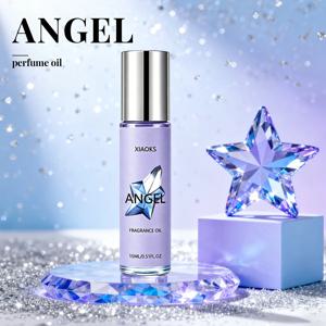 여성용 우아한 향수 10ml, 오래 지속되는 신선한 향, 플로럴 & 프루티 향 - 레몬 |   블랙베리 | 오렌지, 자신감과 매력을 높여주는, 스타일리시한 롤온 향수 디자인, 누수 방지, 발렌타인데이, 파티, 출장, 여행 필수품, 걷는 동안도 도파민을 향상시키는, 달콤한 향 필터, 몽환적인 보라색 그라데이션 병, 별하늘과 무지개가 그대로 담긴 듯한 디자인