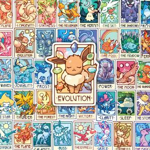 90/180PCS Eevee 타로 카드 스티커 애니메이션 만화 비닐 데칼 저널 노트북 물병 장식 스티커