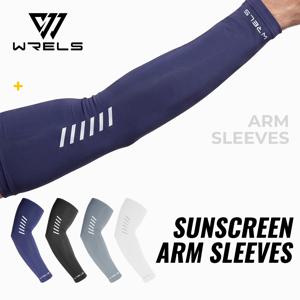 WRELS 썬 슬리브 UPF 50+ 아이스 실크 팔 커버 야간 안전 반사 쿨링 스포츠 슬리브 통기성 얇은 사이클링 UV 커버
