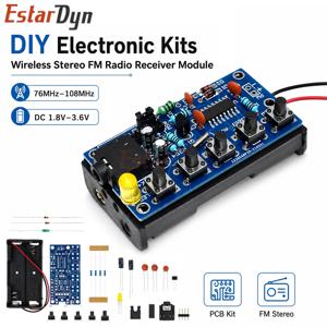 Estardyn DIY FM 라디오 수신기 키트 무선 스테레오 PCB 모듈 76-108MHz DC 1.8-3.6V 납땜 연습 보드
