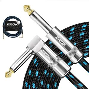 EROK 6.35mm 기타 악기 케이블 1/4 인치 직각형 스트레이트 스테레오 오디오 코드(일렉트릭 기타 베이스용)