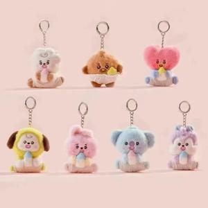 //BT21 코야 치미 귀엽고 예쁜 만화 플러시 장난감 열쇠고리 고급스러운 창의적인 애니메이션 캐릭터 주변기기 열쇠고리 장식