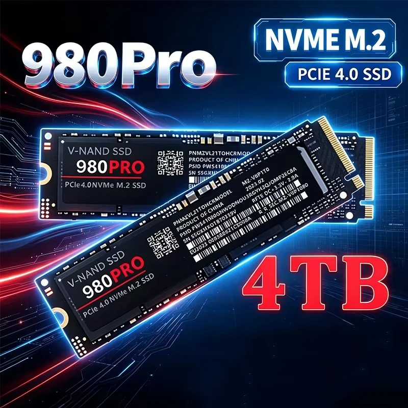980 Pro M2 2280 NVMe 고속 SSD 하드 디스크, 1/2/4TB 용량 옵션 제공, 뛰어난 읽기/쓰기 속도를 자랑하는 솔리드 스테이트 드라이브로, Mac에 최적화되었습니다.