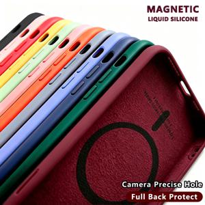 무선 자기 액상 실리콘은적용 Iphone Magsafe 폰케이스아이폰18 17 16 15 14 13 12 미니 11 프로 맥스 Apple 공식 원판자석 Case 카메라정확한 구멍 위치