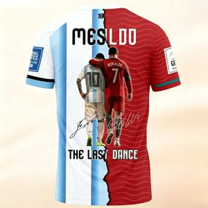 2026 메시-호나우두 은퇴 기념 유니폼 축구 스타 퓨전 디자인 아르헨티나-포르투갈 팬 기념품 스포츠 티셔츠
