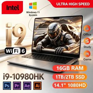 새로운 2026년형 14.1인치 슬림 노트북, 인텔 i9-10980HK 프로세서, 16GB/32GB RAM, 2TB SSD, 윈도우 11, 게이밍 및 업무용.