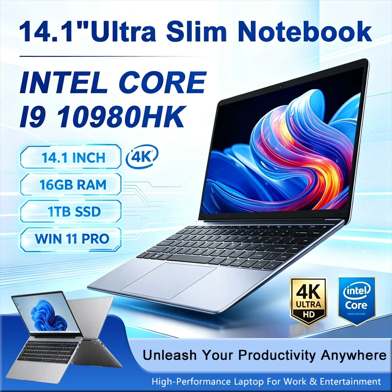 고성능 14.1인치 2026 게이밍 노트북, 인텔 i9-10980HK 프로세서, 32GB RAM, 2TB SSD, Windows 11 운영체제, 휴대용 노트북, 가정용으로 적합