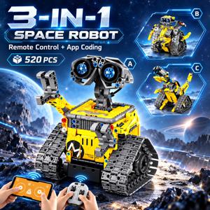 3-in-1 RC 로봇 조립 블록, 430개 부품, 앱으로 제어 가능한 월-이 로봇, STEM 교육용 장난감, 어린이 및 남자아이 선물