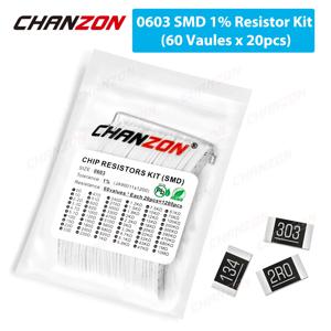 60가지 값 X 20개 SMD 0603 저항기 모듬 세트 1200개 0옴 - 10M옴 1/10와트 1% 고정밀 필름 칩 저항 키트