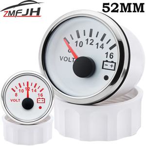 52mm 해양용 전압계, 8-16V, 16-32V, 차량, 보트, 오토바이용 전압 측정기, 알람 기능 및 빨간색 백라이트, 12V, 24V.