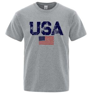 빈티지 미국 국기 스트리트 프린트 남성 T 셔츠 힙합 스트리트 Tshirt 여름 캐주얼 코튼 탑 대형 통기성 티셔츠