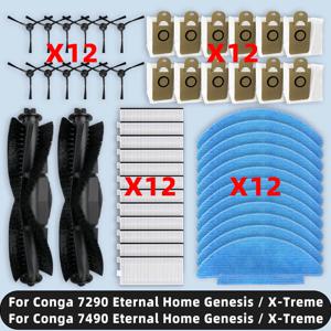 (Cecotec Conga 7290 Eternal, 7490 Eternal Home Genesis X-Treme) 예비 부품 메인 사이드 브러시 필터 걸레 먼지 봉투와 호환 가능