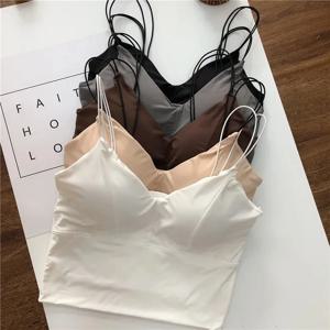 여성용 섹시한 아이스 실크 캐미솔, 통기성 편안한 속옷, 여아용 크롭탑 조끼, 여성용 블랙 튜브 탑, 브라 화이트, 여름