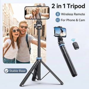 3-in-1 블루투스 셀카봉 삼각대(아이폰용 리모컨 포함) 삼성 GoPro DJI Insta360 확장형 휴대용 브이로그 스탠드