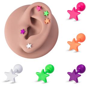 여성용 화려한 별 스터드 귀걸이, 귀 피어싱, 스테인레스 스틸 바벨, 이주 연골 귀걸이, 나선 소라 쥬얼리, 1 개, 5 개