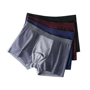 남성용 얇은 통기성 팬티, 아이스 실크 속옷, 메쉬, 섹시한 사각 코너 팬츠, 남성용 반바지, 4 개/세트