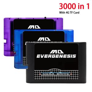 SEGA Genesis Mega Drive MD 게임 콘솔 플래시 카드용 4GB 미니 SD 카드가 포함된 3000 in 1 게임 카트리지 EDMD