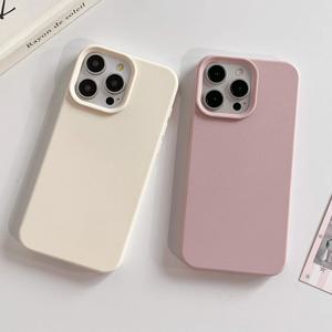 iPhone 16 15 14 13 12 11 Pro Max Plus 실리콘 소프트 캔디 컬러 매트 TPU 커버 충격 방지 얇은 쉘용 고급 가죽 케이스