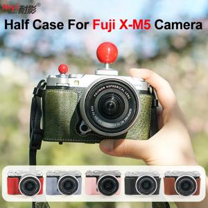 Fujifilm X-M5 카메라 하프 케이스 베이스 커버 보호대 스트랩 보관 가방 XM5 Fuji X 방수용 레트로 가죽용 카메라 케이스