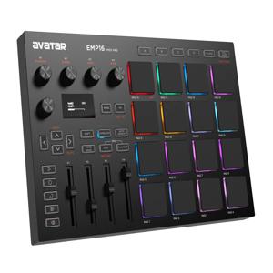 블루투스 내장 MIDI 패드 컨트롤러, 비트 메이커 머신, 16 RGB 속도 감지 비트 패드, 16 레벨, 풀/하프 레벨, OLE, EMP16