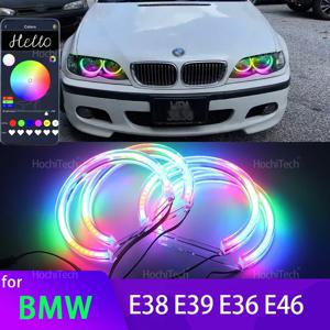BMW 3 5 7 시리즈 E36 E46 E39 E38 728i 740d 325i 328i 740i 730d 용 APP 다이나믹 엔젤 아이 링 라이트 DRL 방향지시등 포함