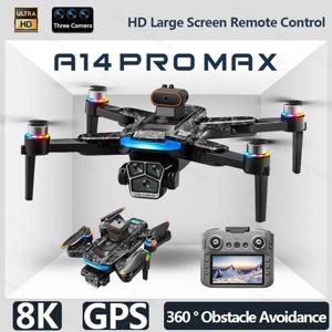 Xiaomi A14 ProMax 드론 브러시리스 모터 8K HD 3 카메라 GPS 광학 흐름 장애물 회피 Foldable Quadcopter Drone Toys