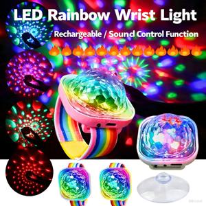 어린이용 웨어러블 RGB LED 사운드 컨트롤 디스코 무대 조명 손목 무드등 프로젝션 램프 KTV 바 홈 파티 어린이 장난감