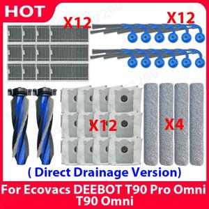 Ecovacs DEEBOT T90 Pro Omni / T90 Omni (직접 배수 버전) 메인 사이드 브러시 Hepa 필터 롤러 걸레 먼지 봉투 액세서리