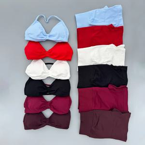 SWEAT UNDFYNE 2피스 스포츠 짐 세트 스트랩 브라 요가 속옷 짧은 레깅스 자전거 러닝 스포츠웨어 여성용 심리스 요가 세트