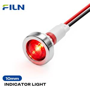 FILN 3PCS 10mm IP67 방수 경고 램프 LED 표시등 12V-24V 자동차 해양 산업 장비 제어 대시보드용