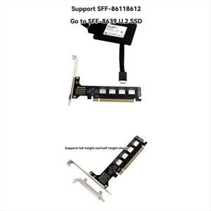 (A16I) PCI-E 16X - 4개의 U.2 SSD 키트 SFF8611&8612 메인보드 확장용 Oculink PCIe 솔리드 스테이트 드라이브 어댑터