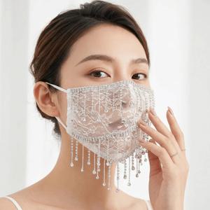 패션 통기성 블링 페이스 마스크 라인스톤 자외선 차단제 여성용 베일 마스크 경량 방진 코스프레 마스크 페이스 액세서리